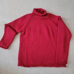 Vintage J.Crew Wool rolled neck Oarsman Sweater Red Fisherman Knit M 90S Y2k